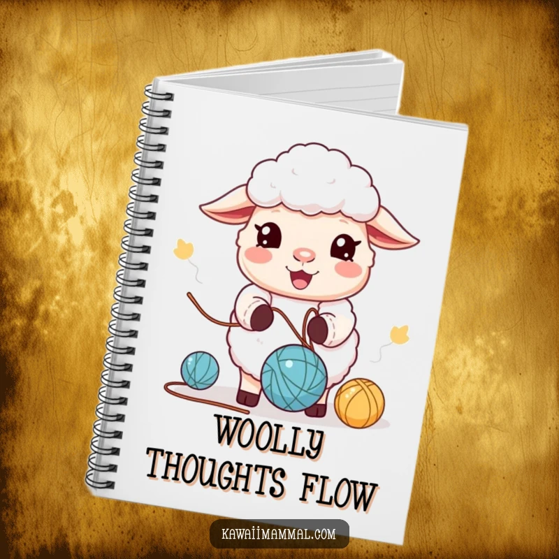 Funny Notebook: A cute kawaii sheep happily juggling yarn on the cover. A charming and humorous funny gift.