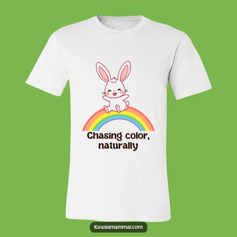 Funny Rabbit Rainbow T-Shirt: Joyful Rabbit Leaps Over The Rainbow, Great Funny Gift