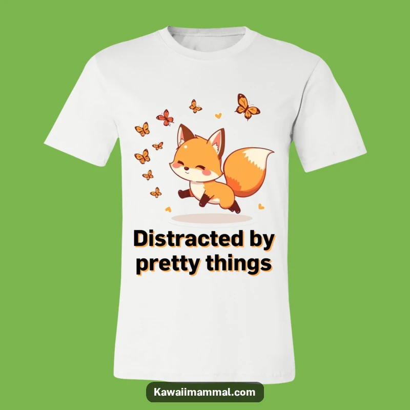 Funny Fox Butterfly T-Shirt: Energetic Fox Chases Fluttering Wings, Super Funny Gift