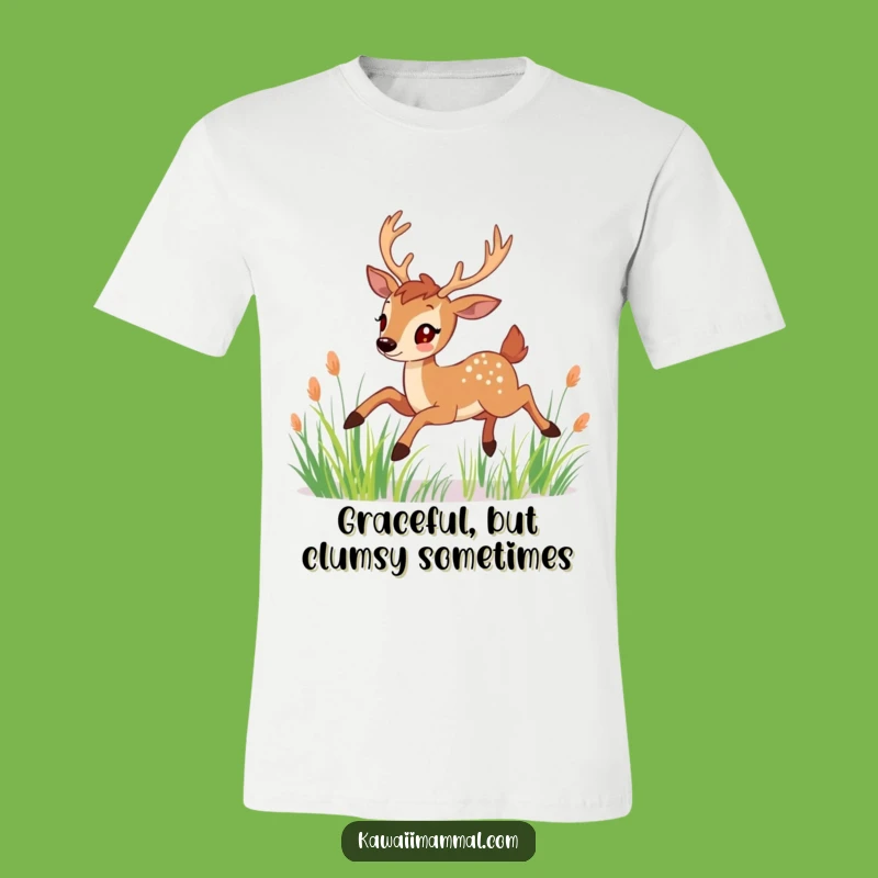 Funny Deer Meadow T-Shirt: Graceful Deer Leaps Through Nature, Great Funny Gift