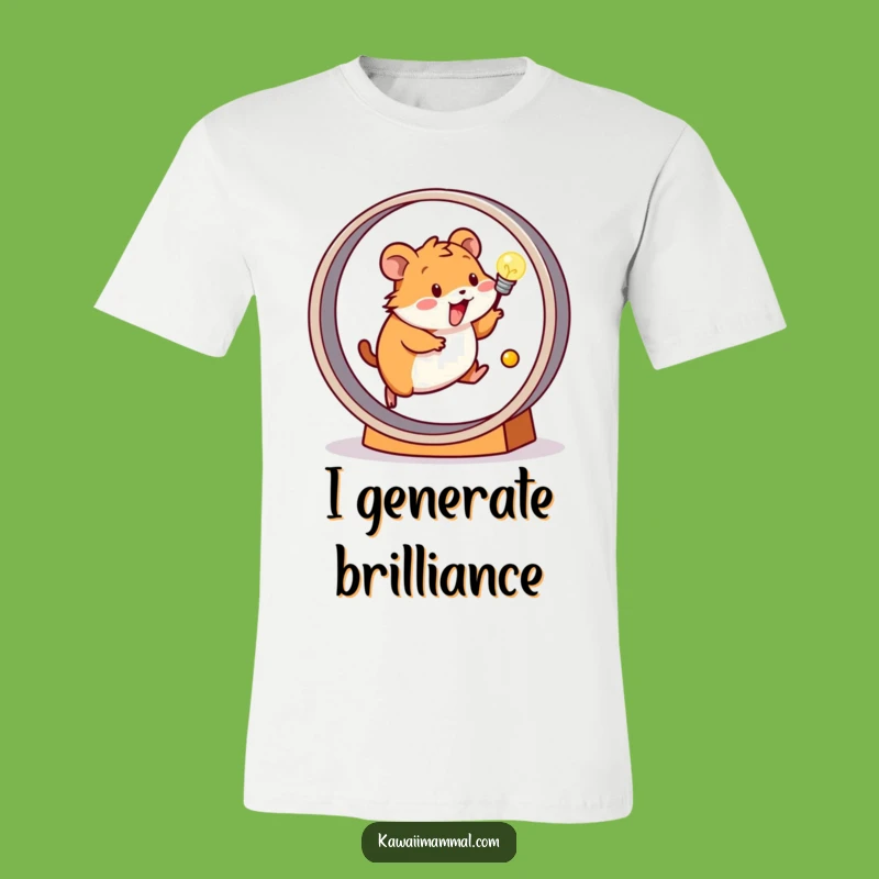Funny Hamster T-Shirt: Happy Runner Powers Light Bulb - Witty Gift Idea