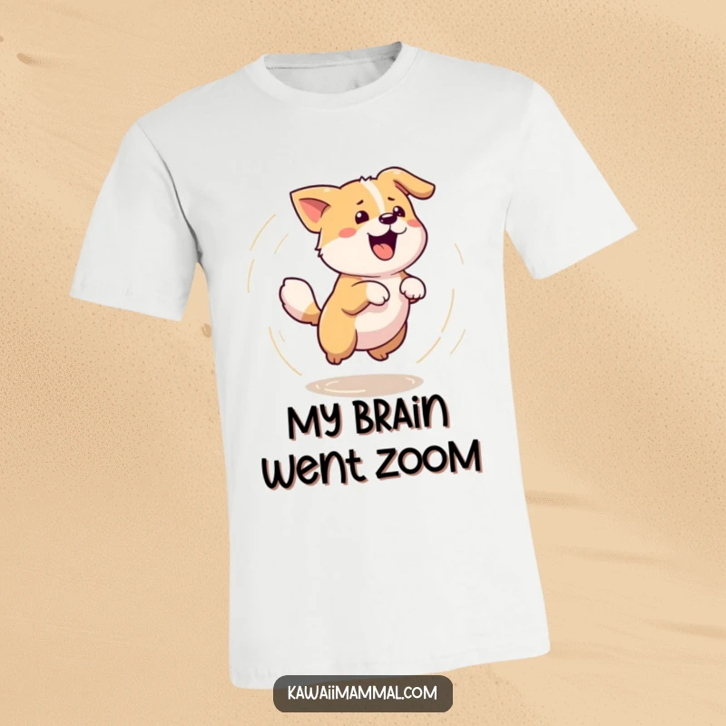 Funny t-shirt featuring a Kawaii dog in a dizzy blur, enthusiastically chasing its tail in a hilarious, playful circle.
