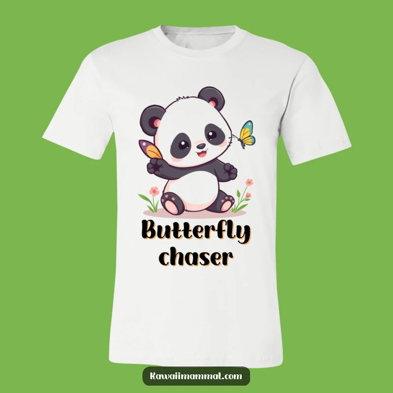 Funny Kawaii Panda Tag T-Shirt - Cute Butterfly Hunter Tee - Gift
