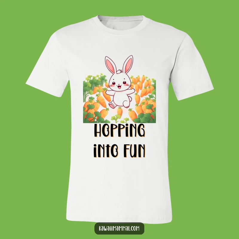 Funny Hopping Rabbit T-Shirt: A Cheerful Glow-Worm Carrot Adventure Tee