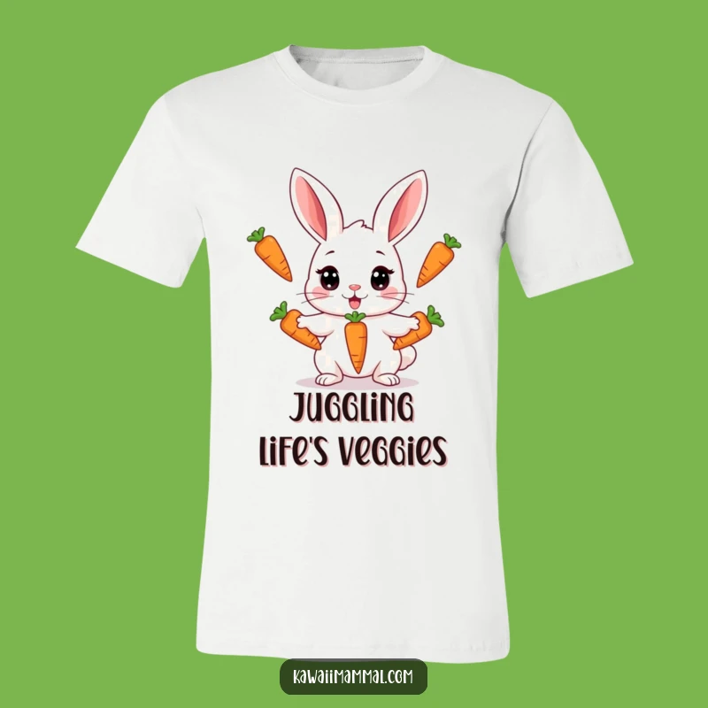 Funny Kawaii Rabbit Juggling T-Shirt - Comical Carrot Acrobat Apparel Gift