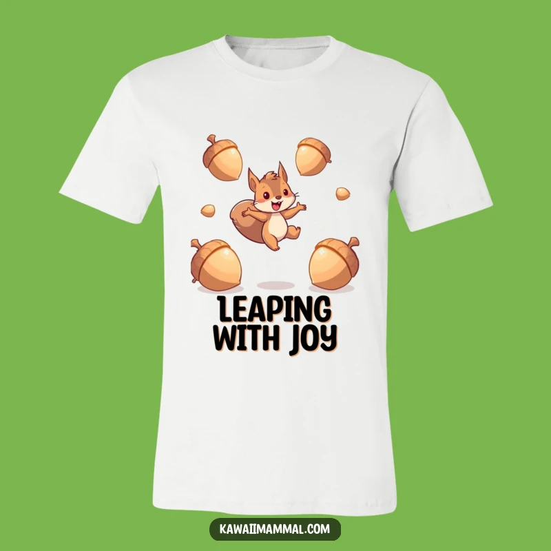 Funny Energetic Squirrel T-Shirt: Sparkling Acorn Leap Adventure Tee