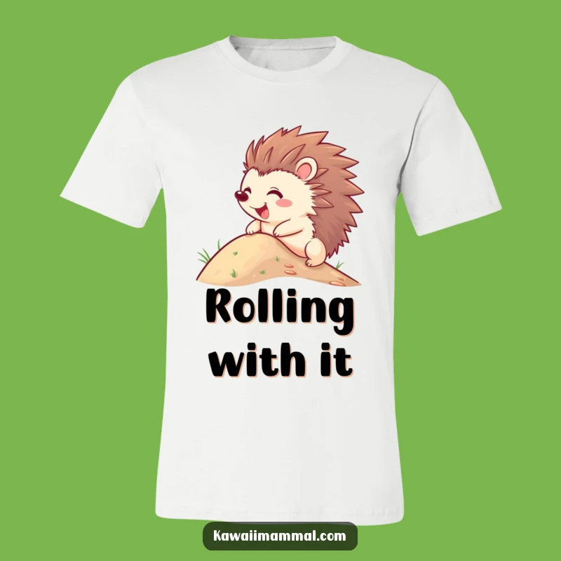 Funny Hedgehog T-Shirt - Joyful Quills Rolling Downhill Tee, Hilarious Gift Idea
