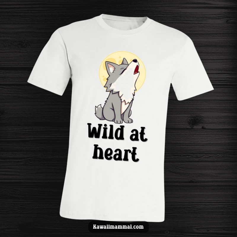 Funny Wolf T-Shirt featuring a proud wolf character howling dramatically at a cartoon moon, a powerful and humorous graphic.