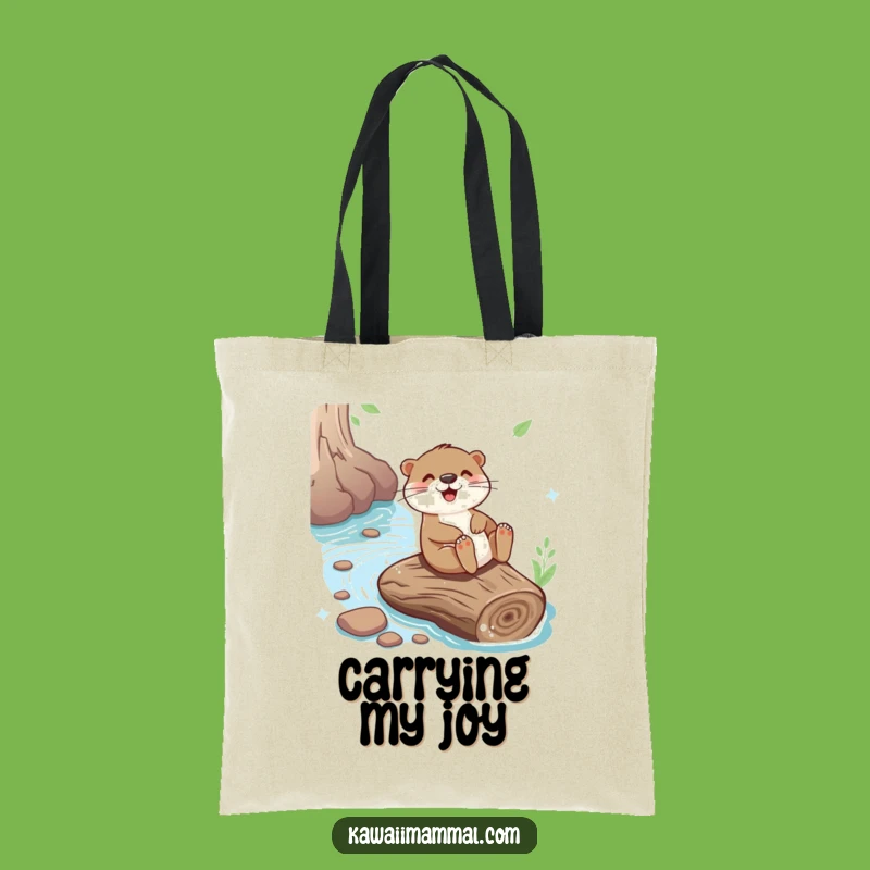 Funny Otter Sliding Tote Bag - Joyful River Log Adventure, Practical Funny Gift