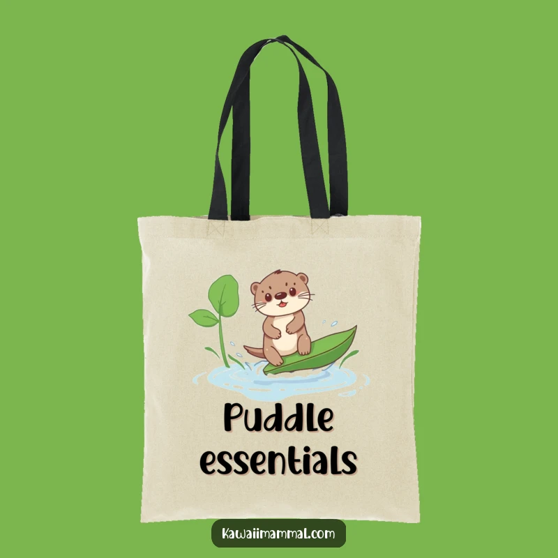 Funny Kawaii Otter Surf Tote Bag - Cute Puddle Adventure Carry-All - Gift