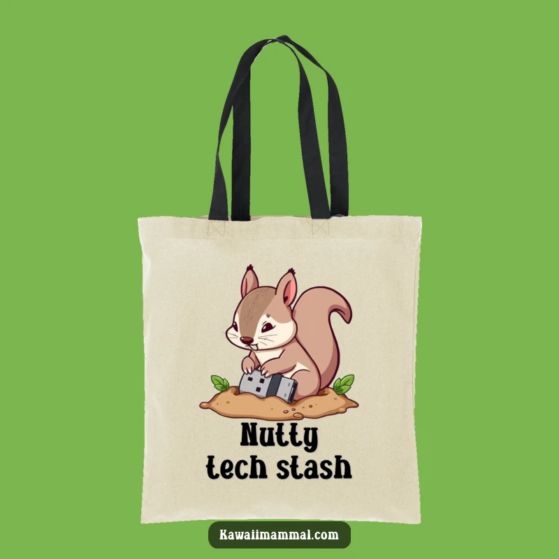 Funny Squirrel Tote Bag: USB Hoarder - Eco-Friendly & Techy Funny Gift