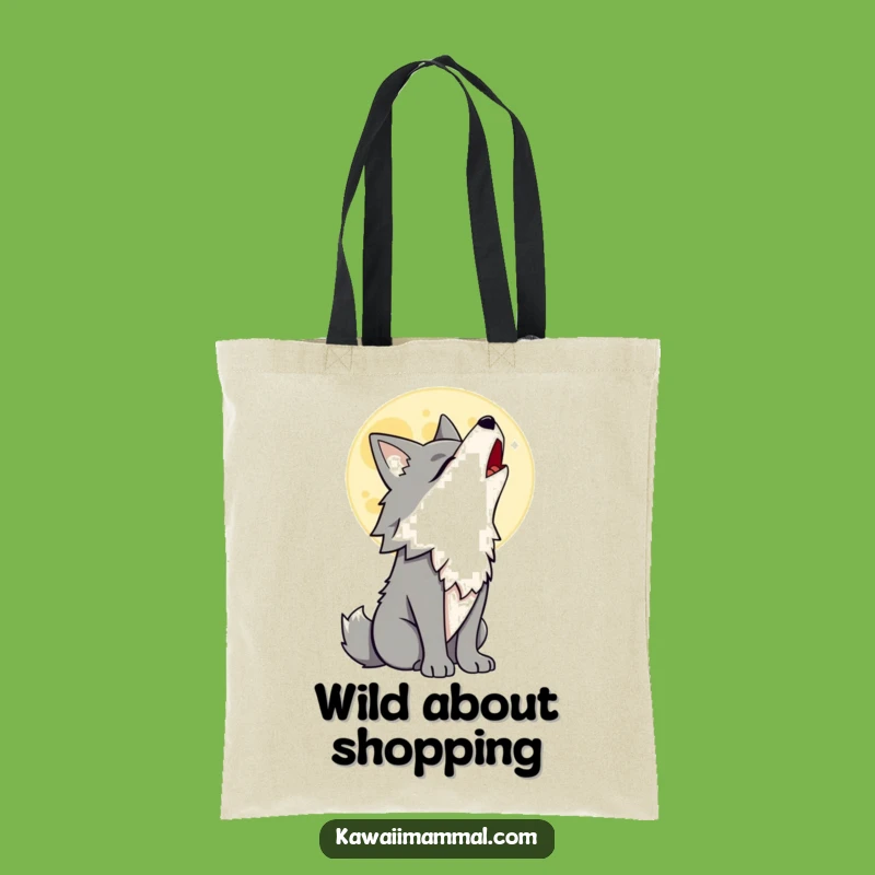 Funny Wolf Tote Bag: Howling at Moon Character, Practical & Wild Carrier, Ideal Gift